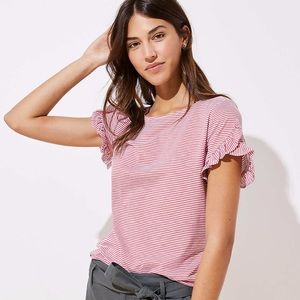 Loft Striped Petal Sleeve Tee
